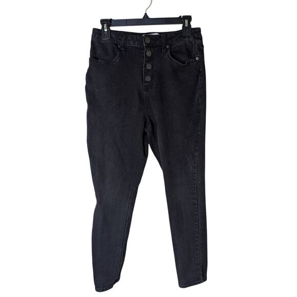 No Boundaries High Rise Skinny Jeans Women's 15 Black Button Fly Cotton Blend - Picture 2 of 8